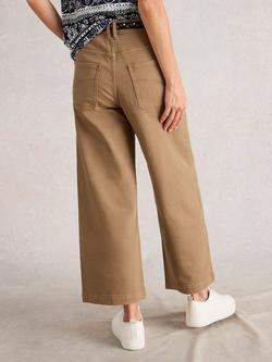 White Stuff Tia Organic Cotton Blend Wide Leg Cropped Jeans - view 2, Mid Brown