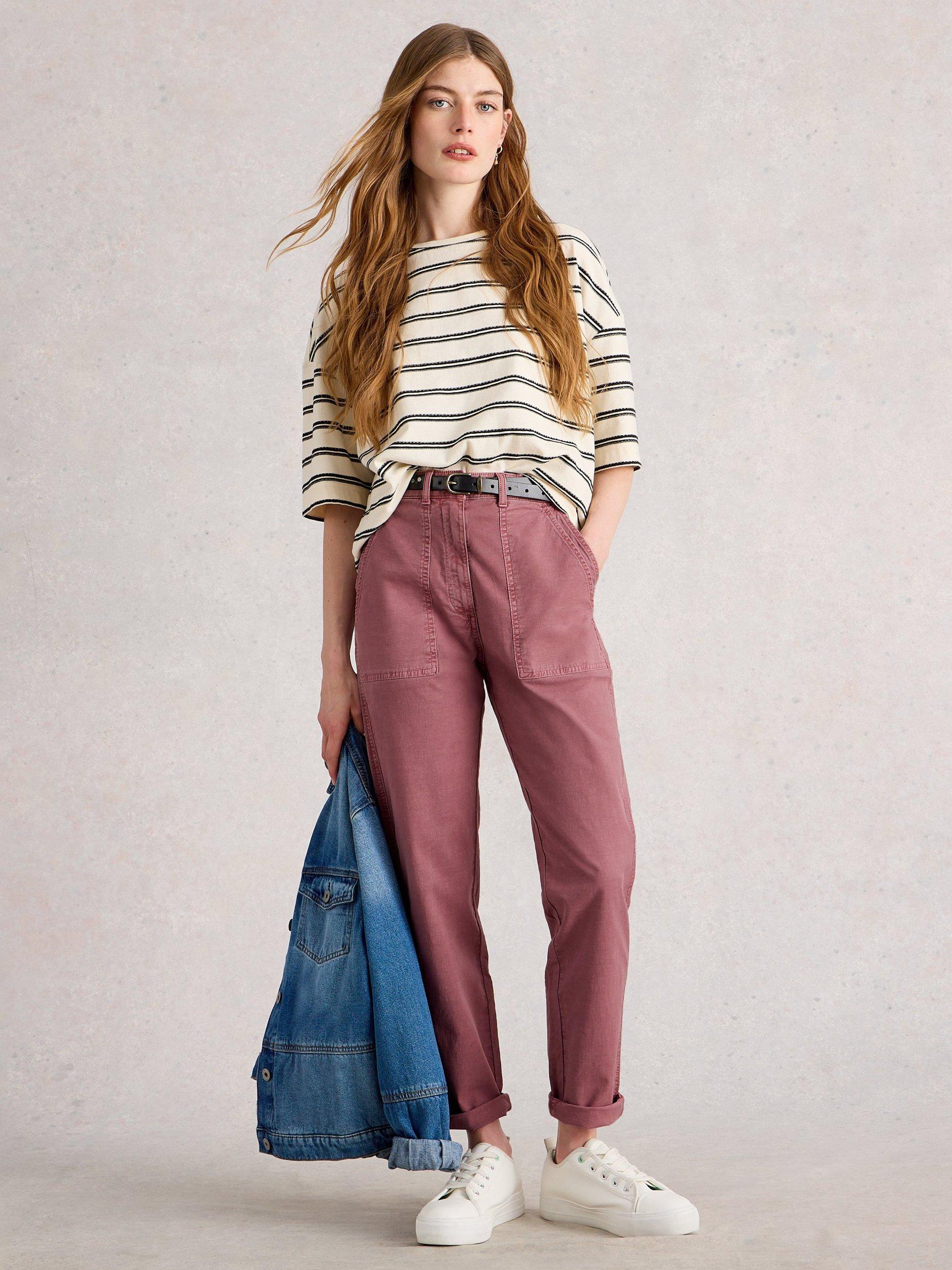 Product image 1 of 6, which shows White Stuff Twister Ankle Grazer Chinos, Pink, 6S