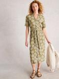 White Stuff Annie Floral Jersey Shirt Dress, Green/Multi
