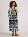 White Stuff Lucy Abstract Stripe Midi Dress, Navy/Multi