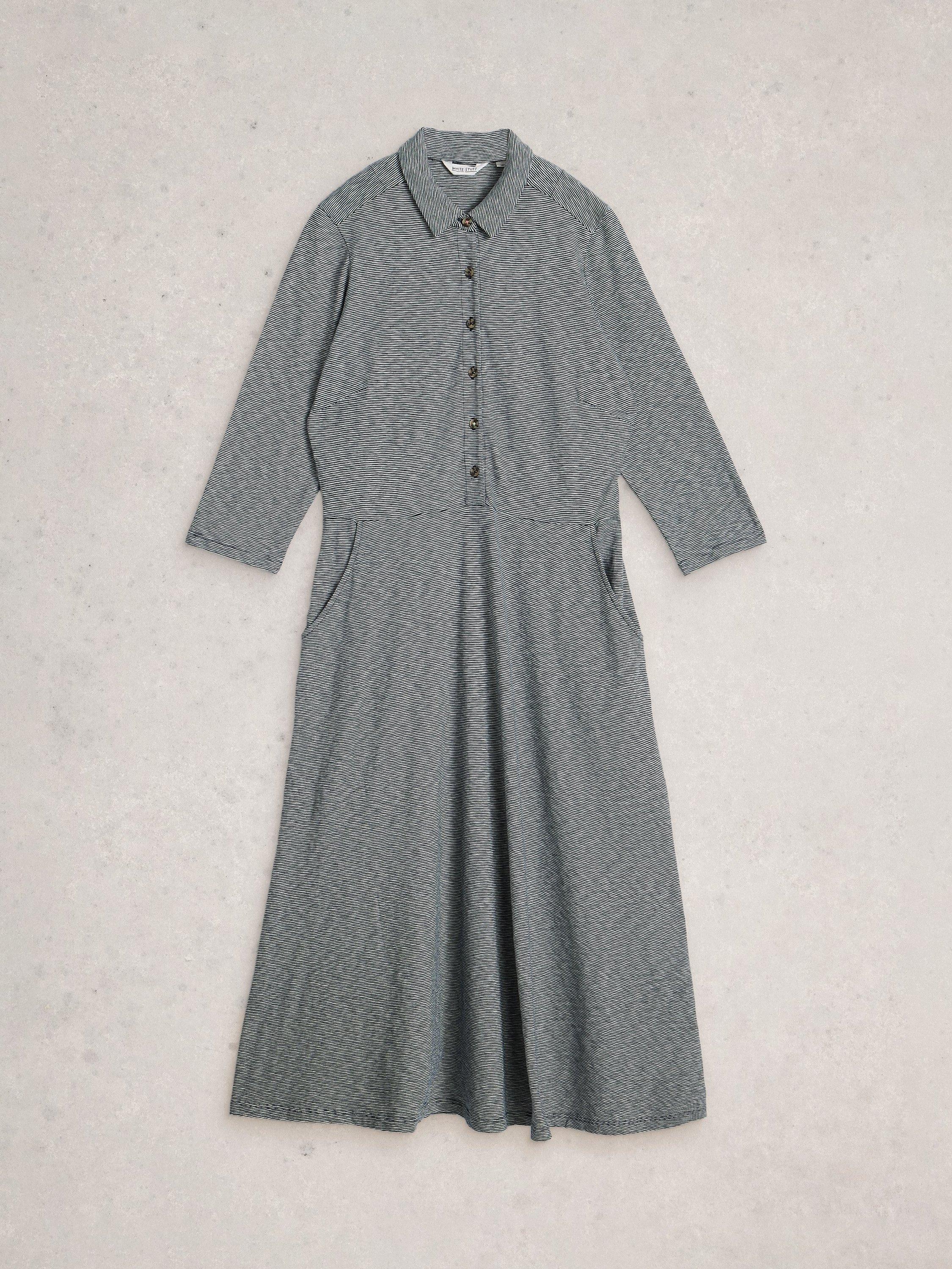 Product image 5 of 6, which shows White Stuff Rua Stripe Shirt Dress, Navy/Multi, 8