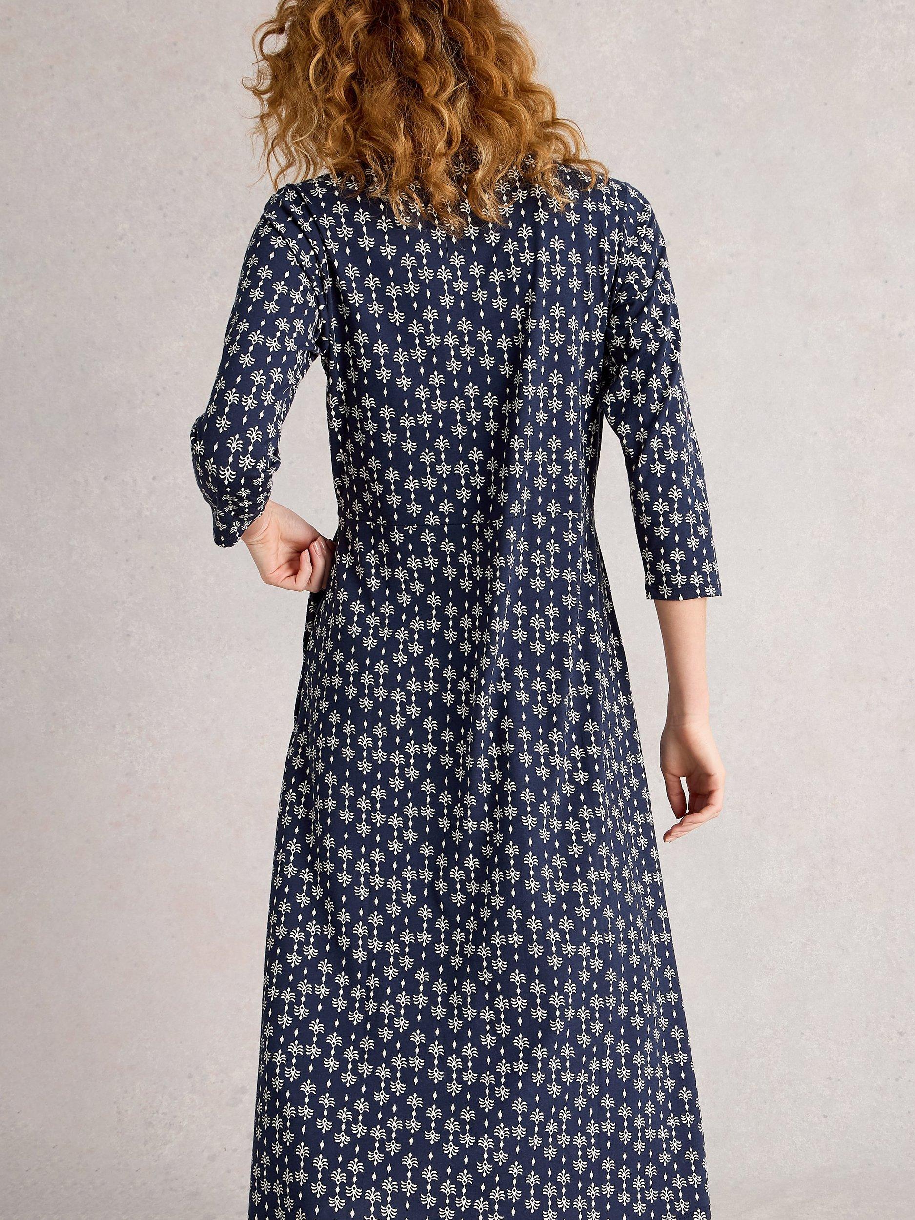 Product image 2 of 6, which shows White Stuff Rua Abstract Shirt Dress, Navy/Multi, 6