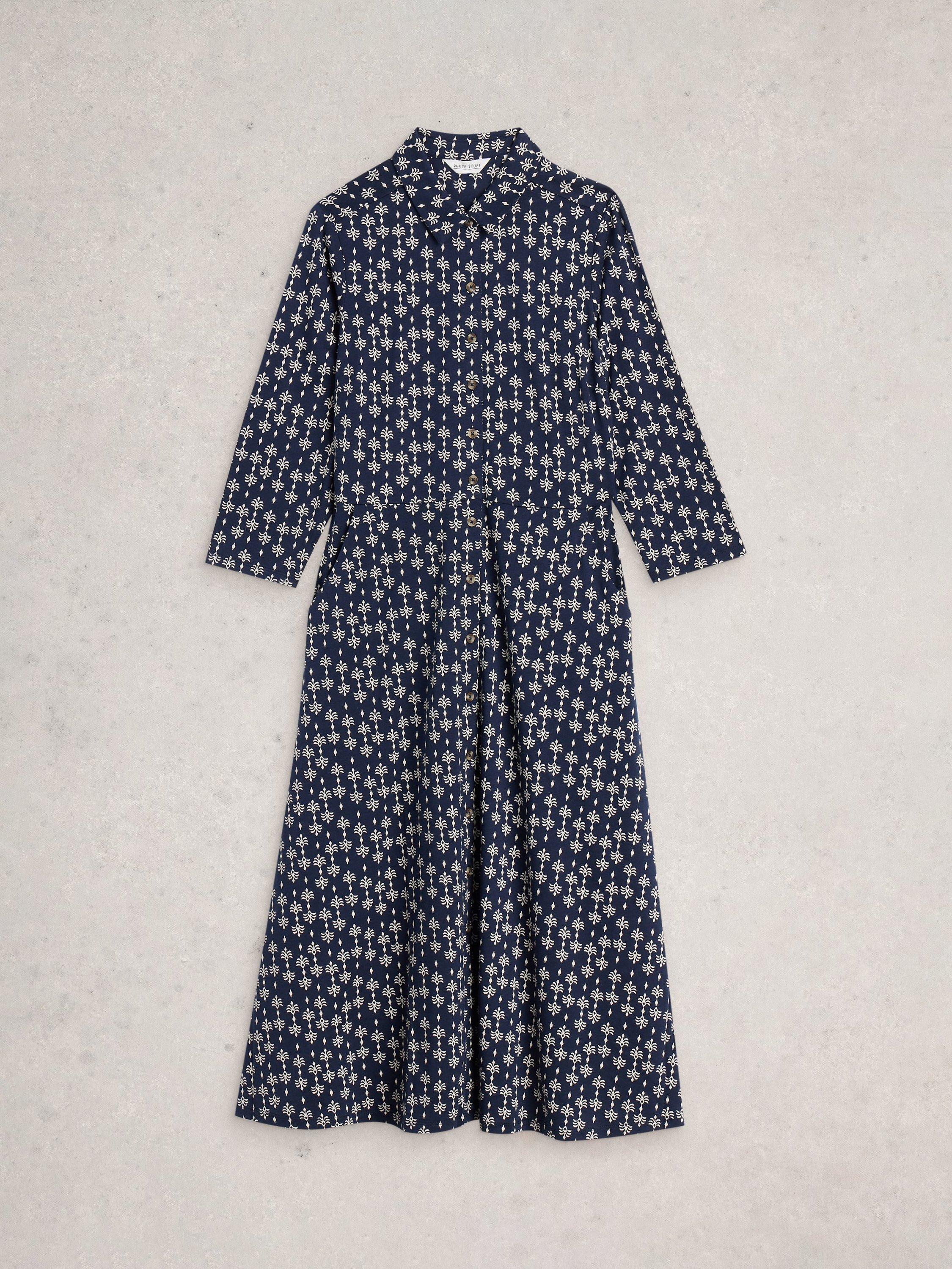 Product image 5 of 6, which shows White Stuff Rua Abstract Shirt Dress, Navy/Multi, 6