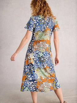 White Stuff Rua Floral Shirt Dress, Orange/Multi - view 2, Orange/Multi