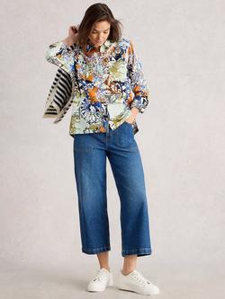 White Stuff Sophie Organic Cotton Long Sleeve Shirt, Orange/Multi