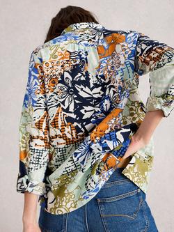 White Stuff Sophie Organic Cotton Long Sleeve Shirt - view 2, Orange/Multi