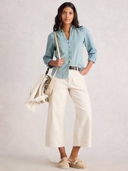 White Stuff Annie Woven Panel Shirt, Dus Green, Dus Green