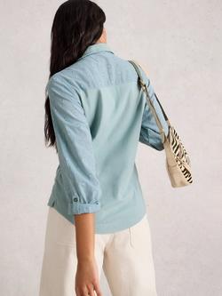 White Stuff Annie Woven Panel Shirt, Dus Green - view 2, Dus Green
