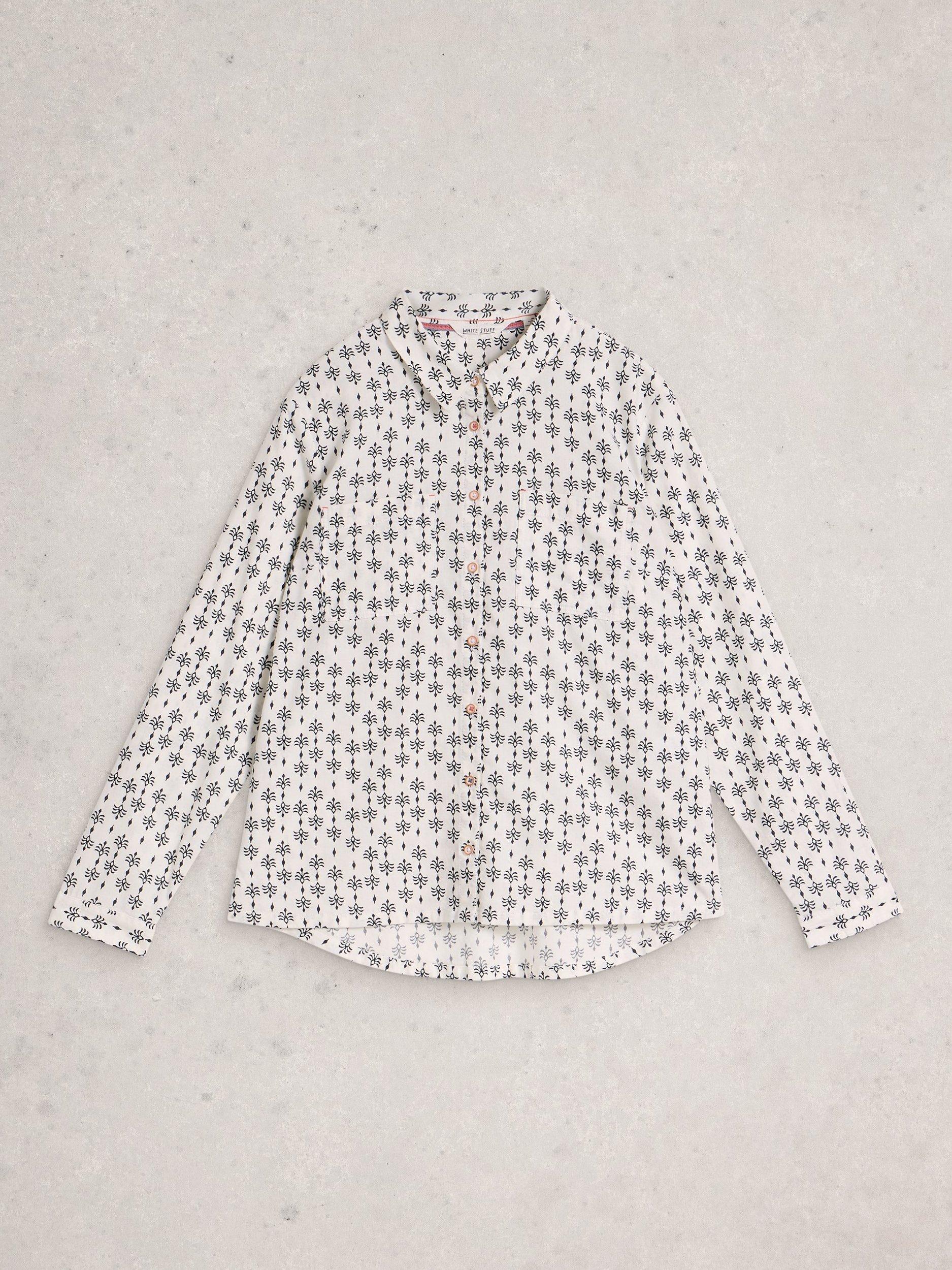 Product image 5 of 6, which shows White Stuff Sophie Abstract Long Sleeve Shirt, White/Multi, 6