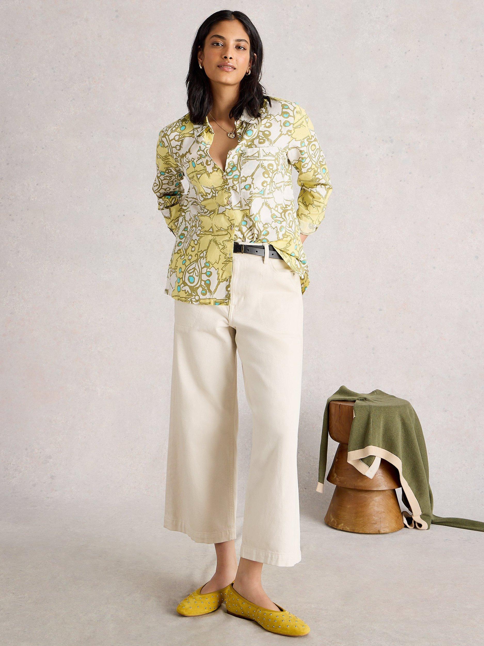 Product image 1 of 6, which shows White Stuff Sophie Abstract Shirt, Yellow/Multi, 6