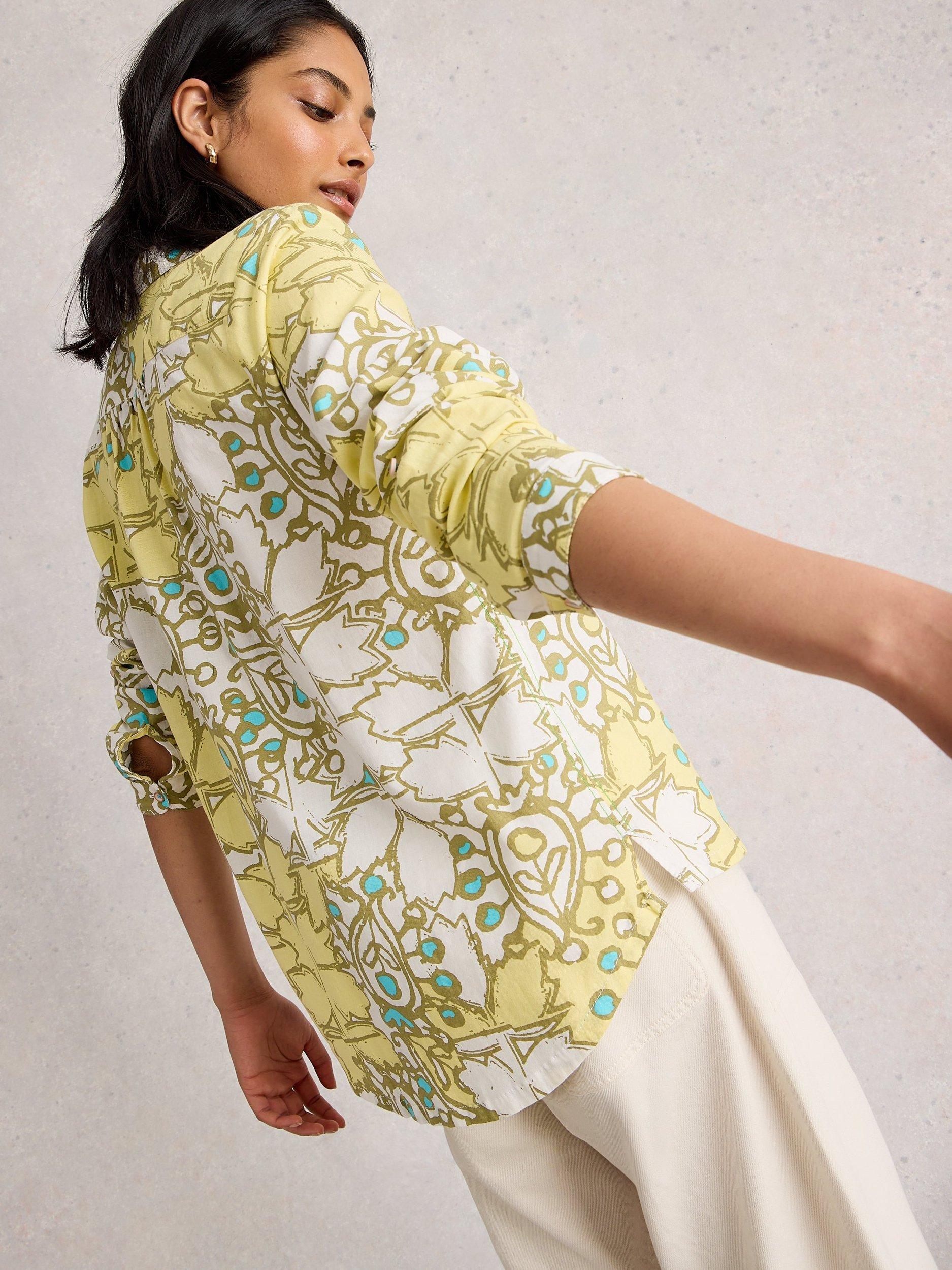 Product image 2 of 6, which shows White Stuff Sophie Abstract Shirt, Yellow/Multi, 6