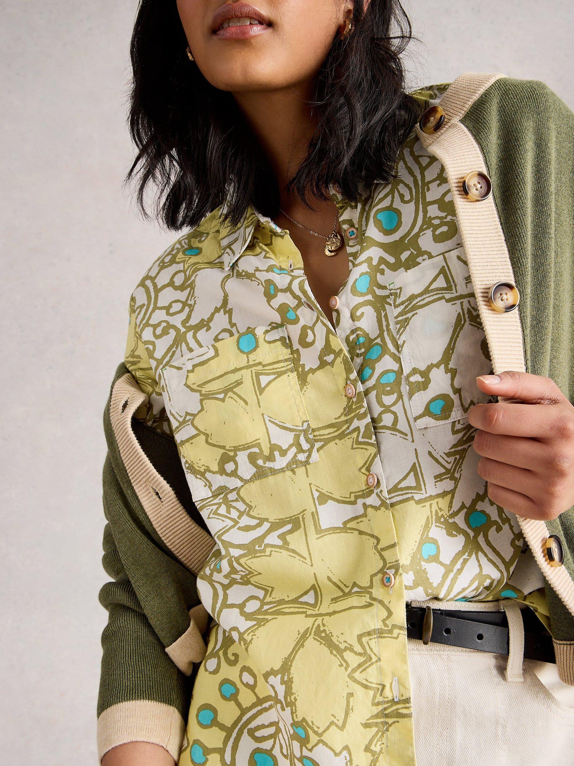 Product image 3 of 6, which shows White Stuff Sophie Abstract Shirt, Yellow/Multi, 6