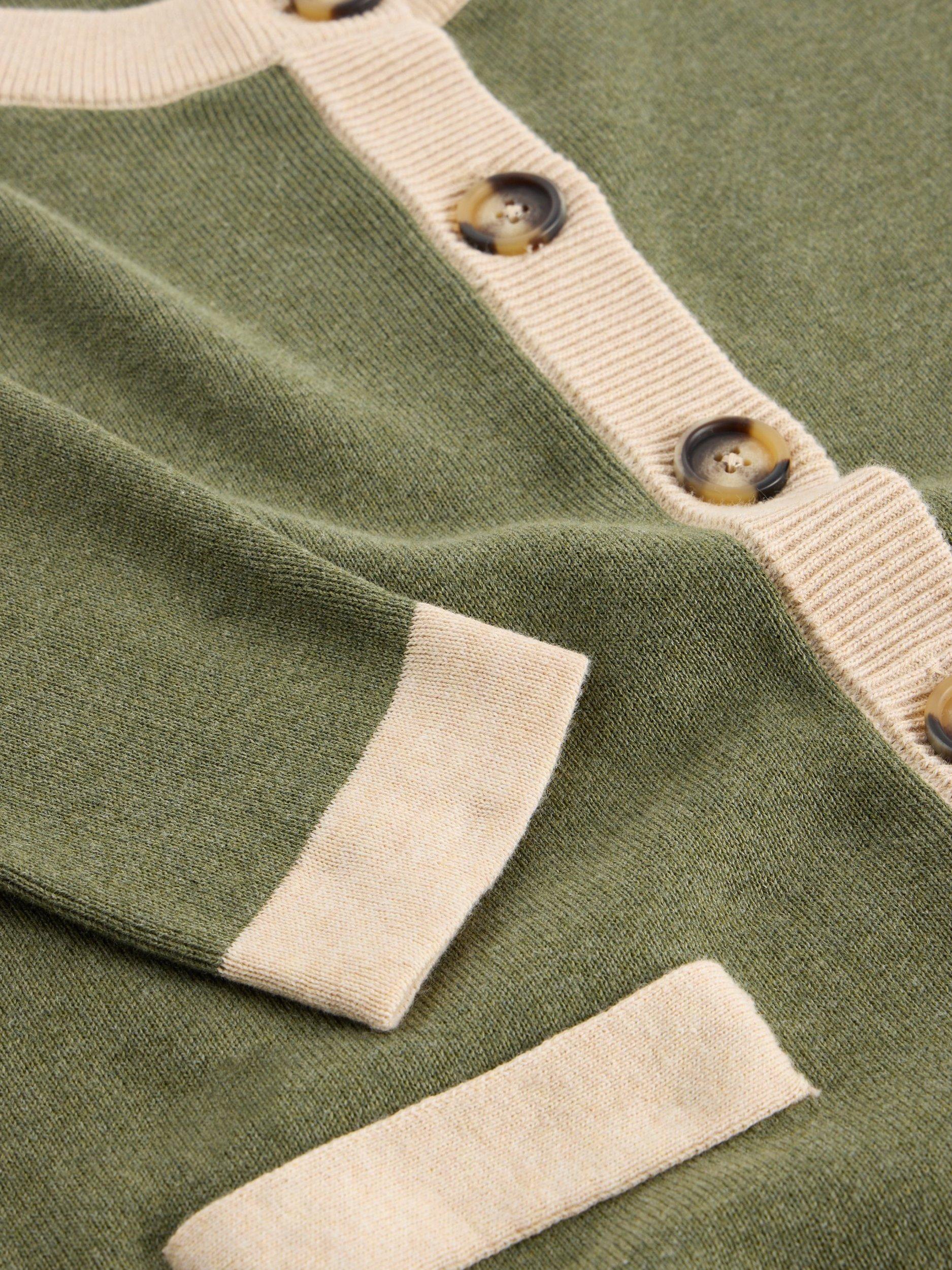 Product image 6 of 6, which shows White Stuff Charlotte Contrast Trim Cardigan, Khaki/Multi, 6