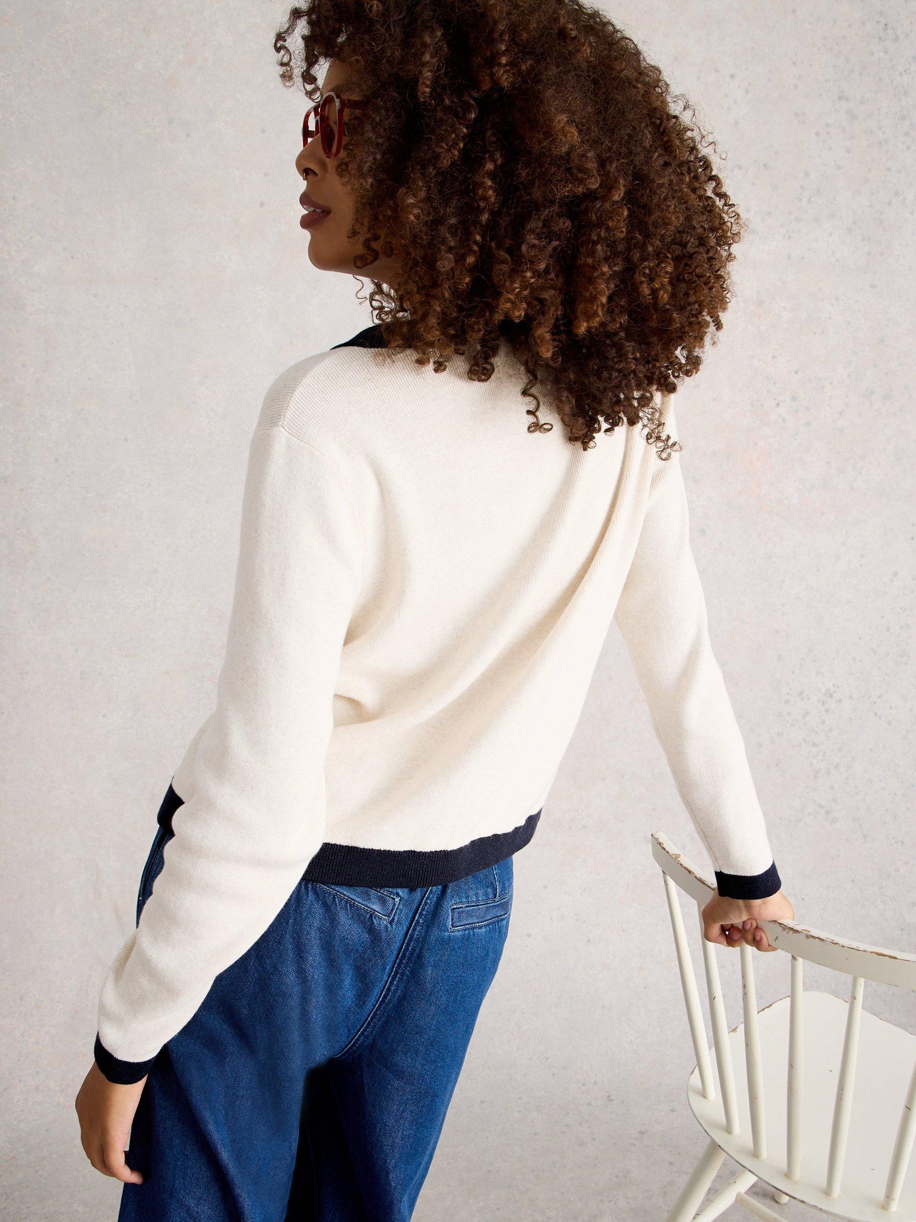 Product image 2 of 6, which shows White Stuff Charlotte Colour Block Cardigan, Natural/Multi, 6