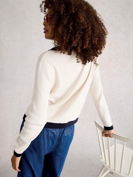 White Stuff Charlotte Colour Block Cardigan, Natural/Multi - view 2, Natural/Multi