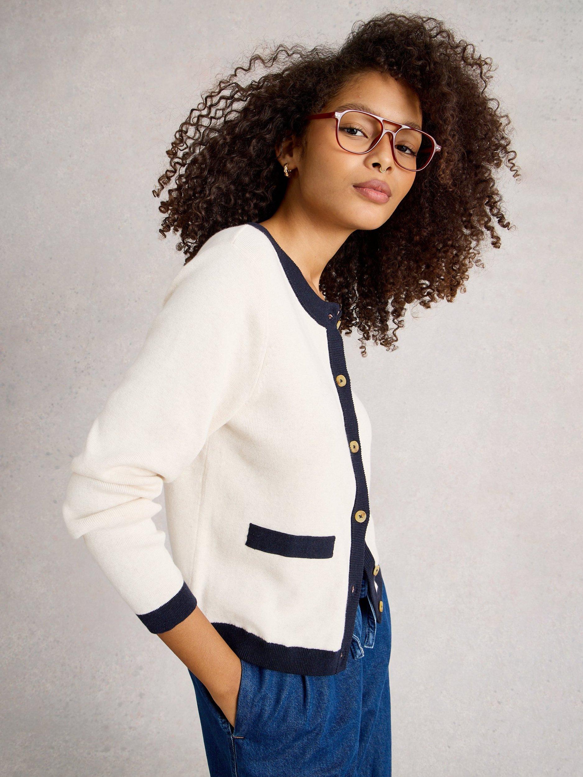 Product image 3 of 6, which shows White Stuff Charlotte Colour Block Cardigan, Natural/Multi, 6