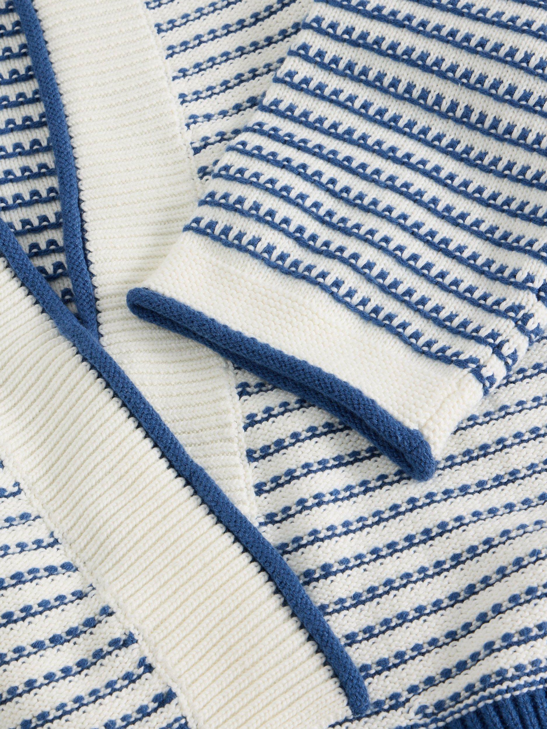 Product image 6 of 6, which shows White Stuff Kylie Stripe Open Neck Cardigan, Blue/Multi, S