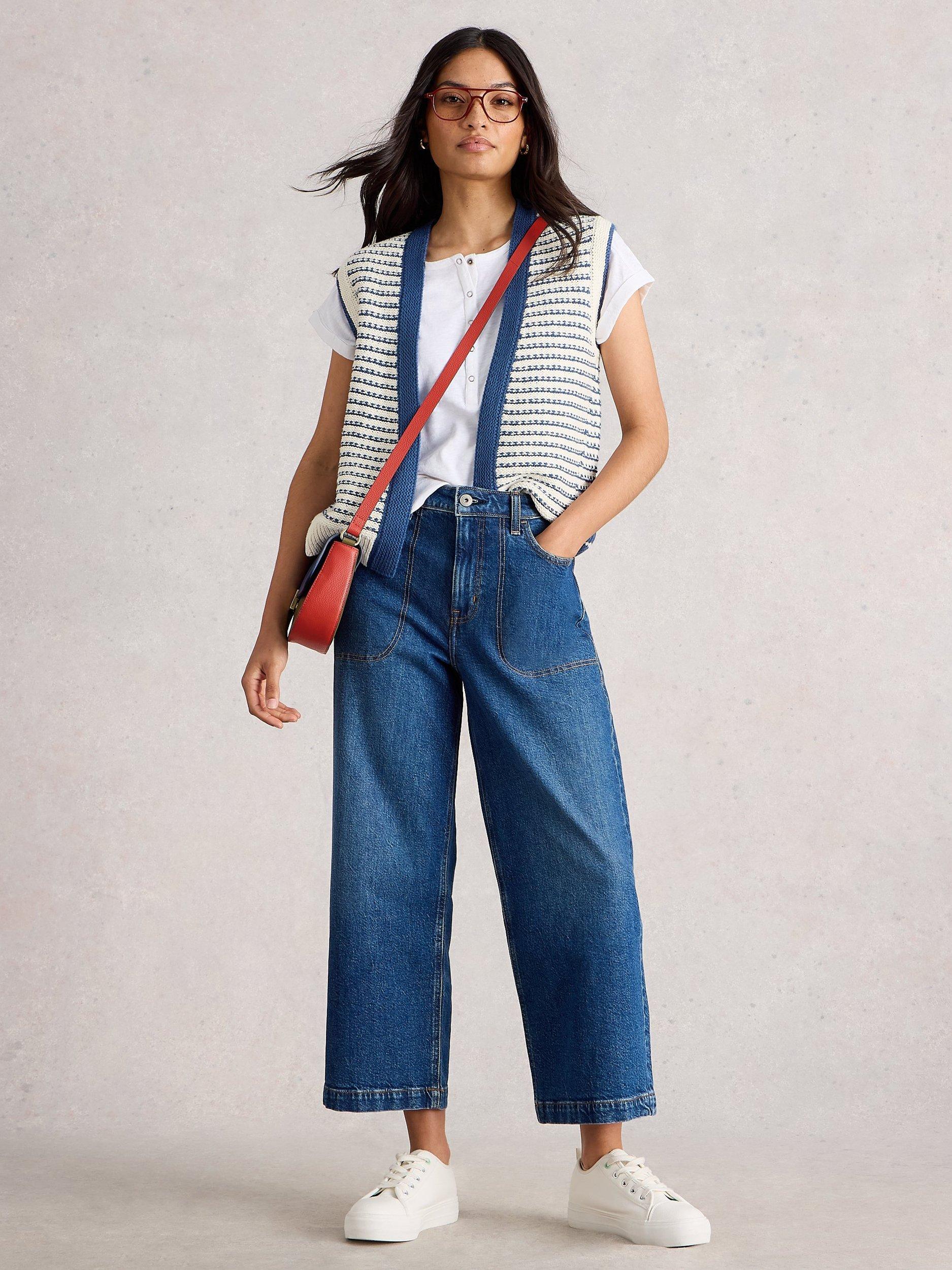 Product image 1 of 6, which shows White Stuff Kylie Stripe Stitch Cardigan, Blue/Multi, M