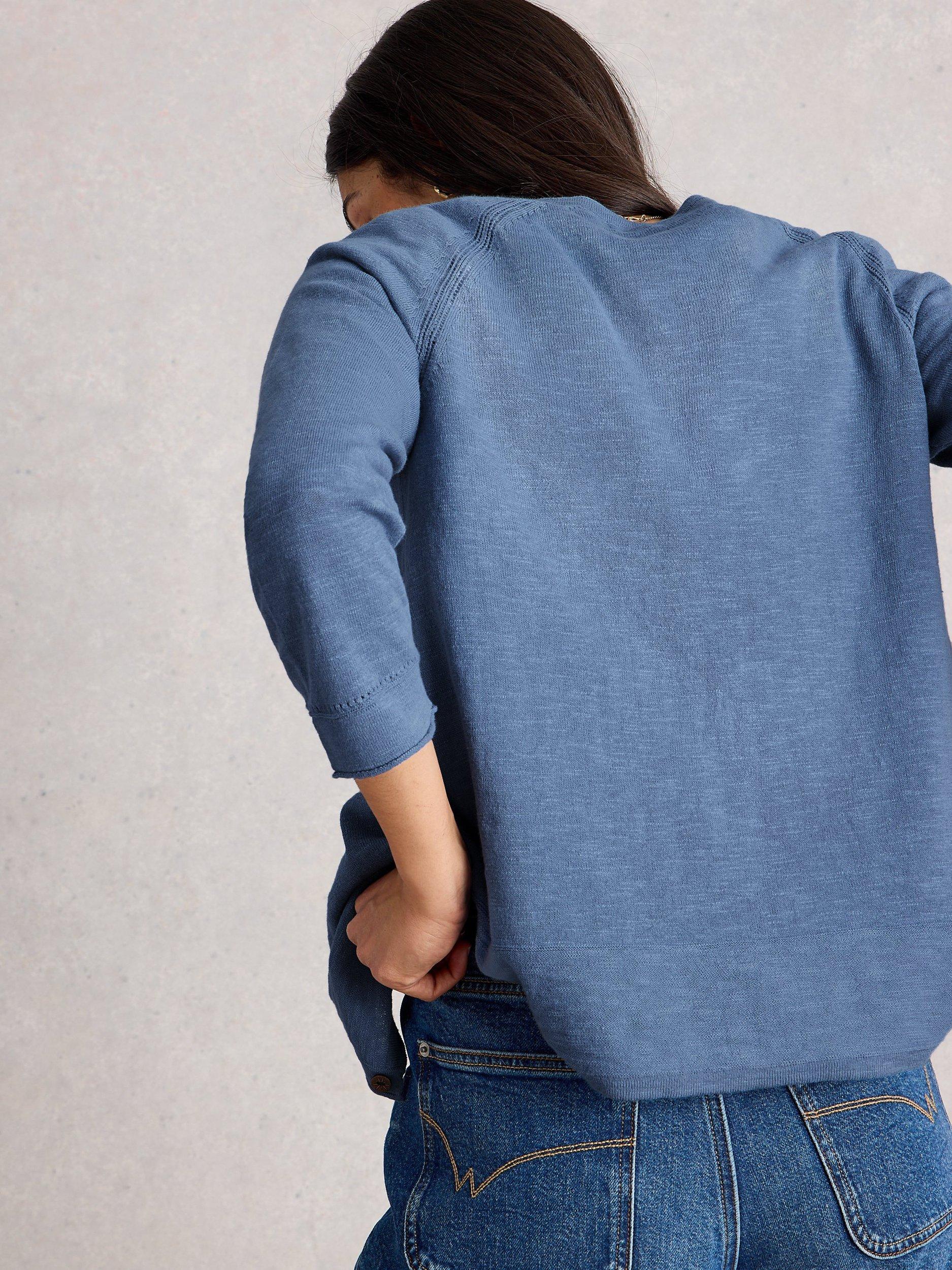 Product image 2 of 6, which shows White Stuff Naria V-Neck Cardigan, Mid Blue, 6