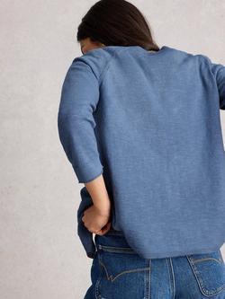 White Stuff Naria V-Neck Cardigan, Mid Blue - view 2, Mid Blue