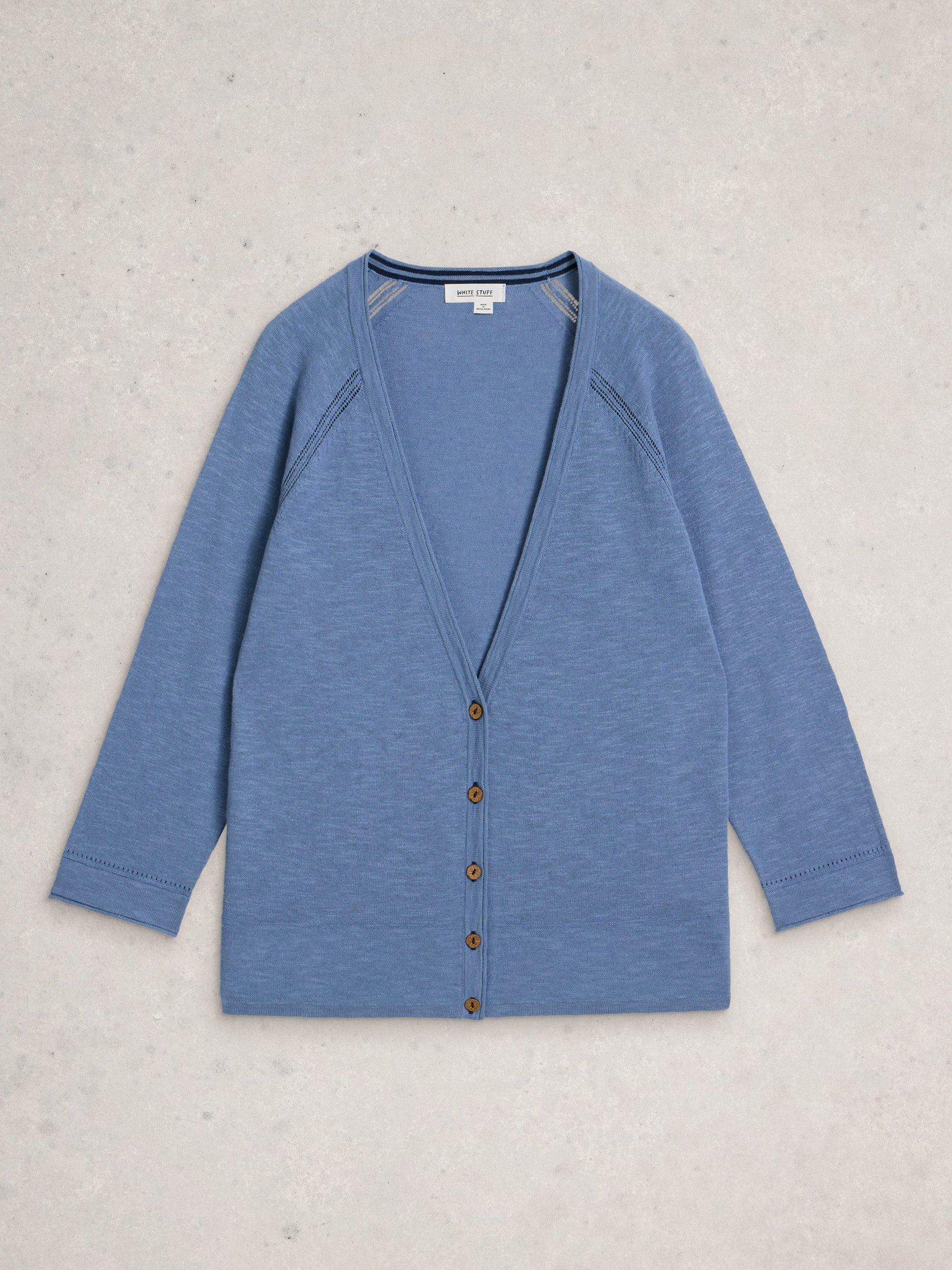 Product image 5 of 6, which shows White Stuff Naria V-Neck Cardigan, Mid Blue, 6