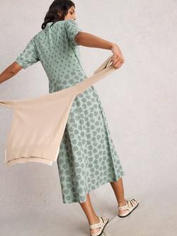 White Stuff Megan Abstract Floral Jersey Dress, Light Green - view 2, Light Green