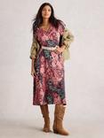 White Stuff Megan Abstract Leaves Jersey Dress, Pink/Multi