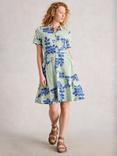 White Stuff Ria Abstract Floral Shirt Dress, Blue/Multi