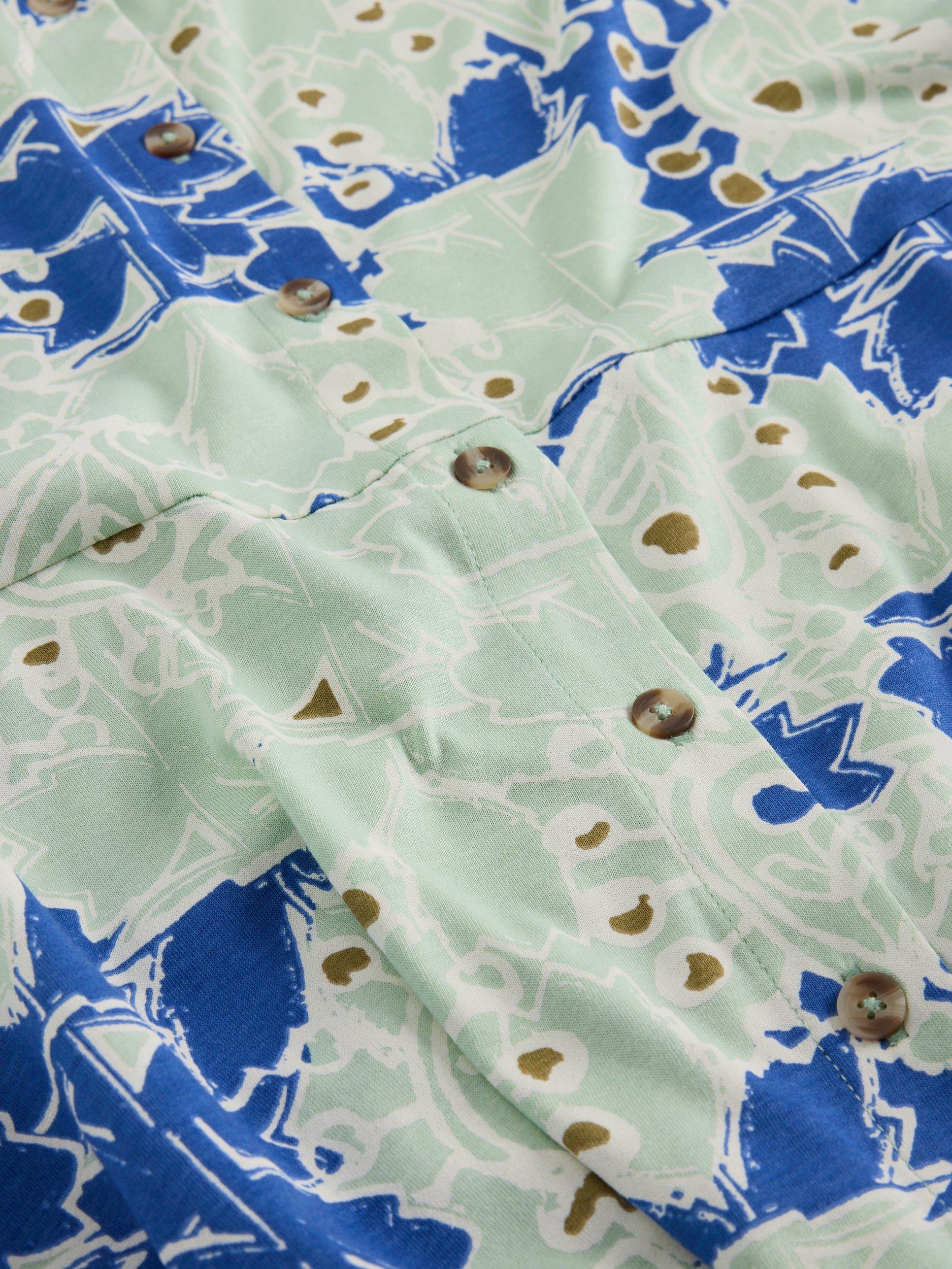 Product image 6 of 6, which shows White Stuff Ria Abstract Floral Shirt Dress, Blue/Multi, 6