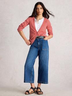 White Stuff Naria V-Neck Cardigan, Mid Coral, Mid Coral