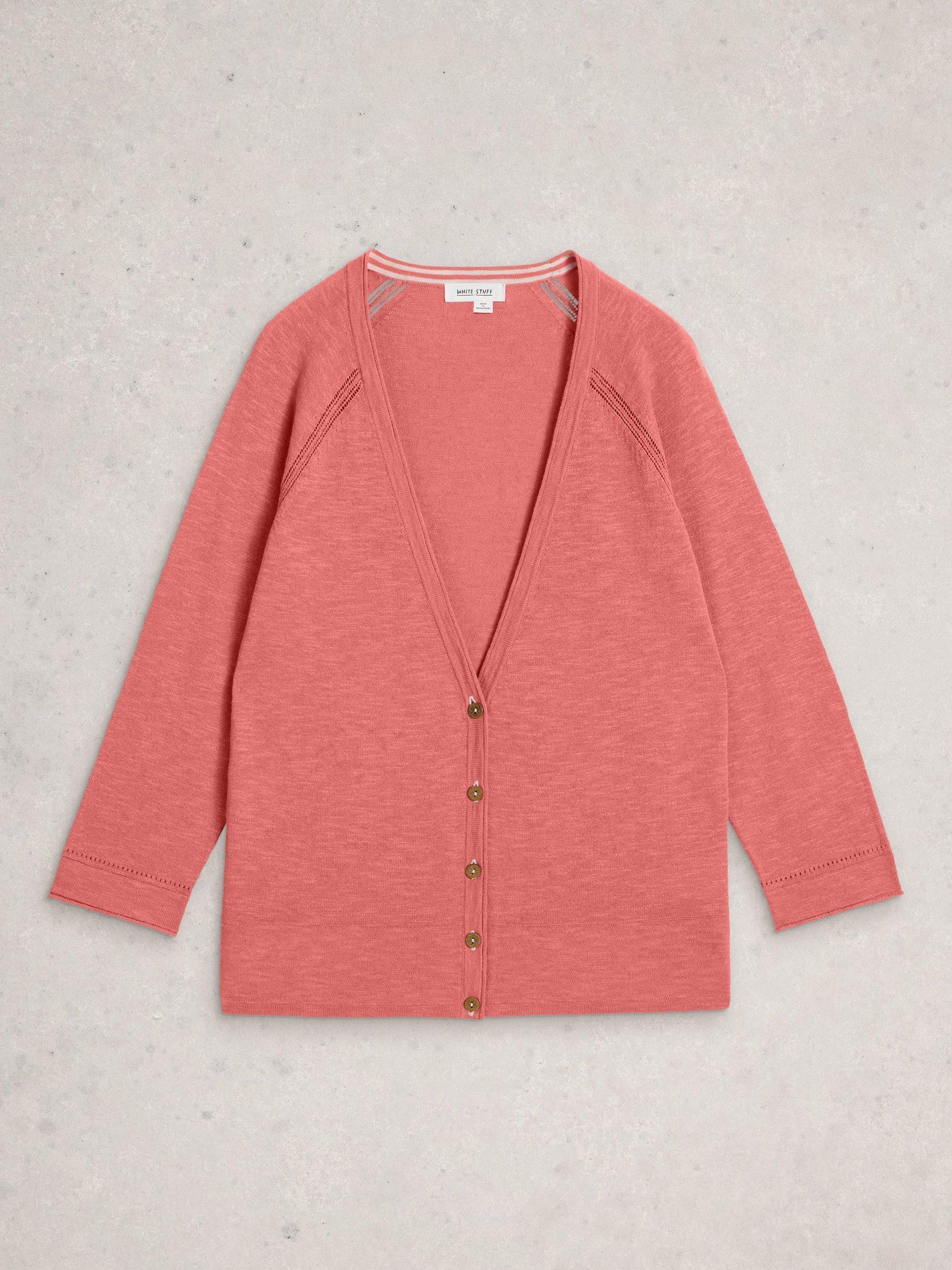 Product image 5 of 6, which shows White Stuff Naria V-Neck Cardigan, Mid Coral, 6