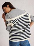White Stuff Sienna Stripe Stitch Cardigan, Navy/Multi