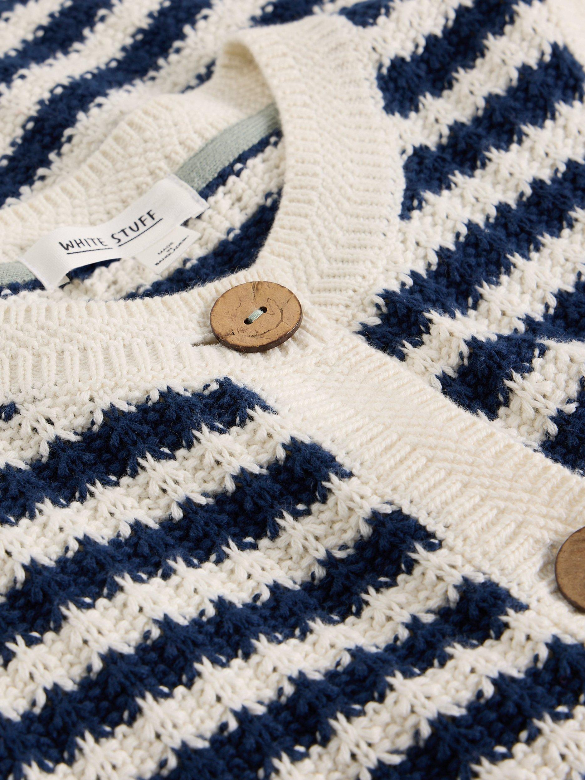 Product image 6 of 6, which shows White Stuff Sienna Stripe Stitch Cardigan, Navy/Multi, M