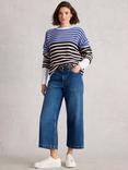 White Stuff Jana Organic Cotton Ottoman Stitch Crew Neck Stripe Jumper