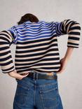 White Stuff Jana Organic Cotton Ottoman Stitch Crew Neck Stripe Jumper