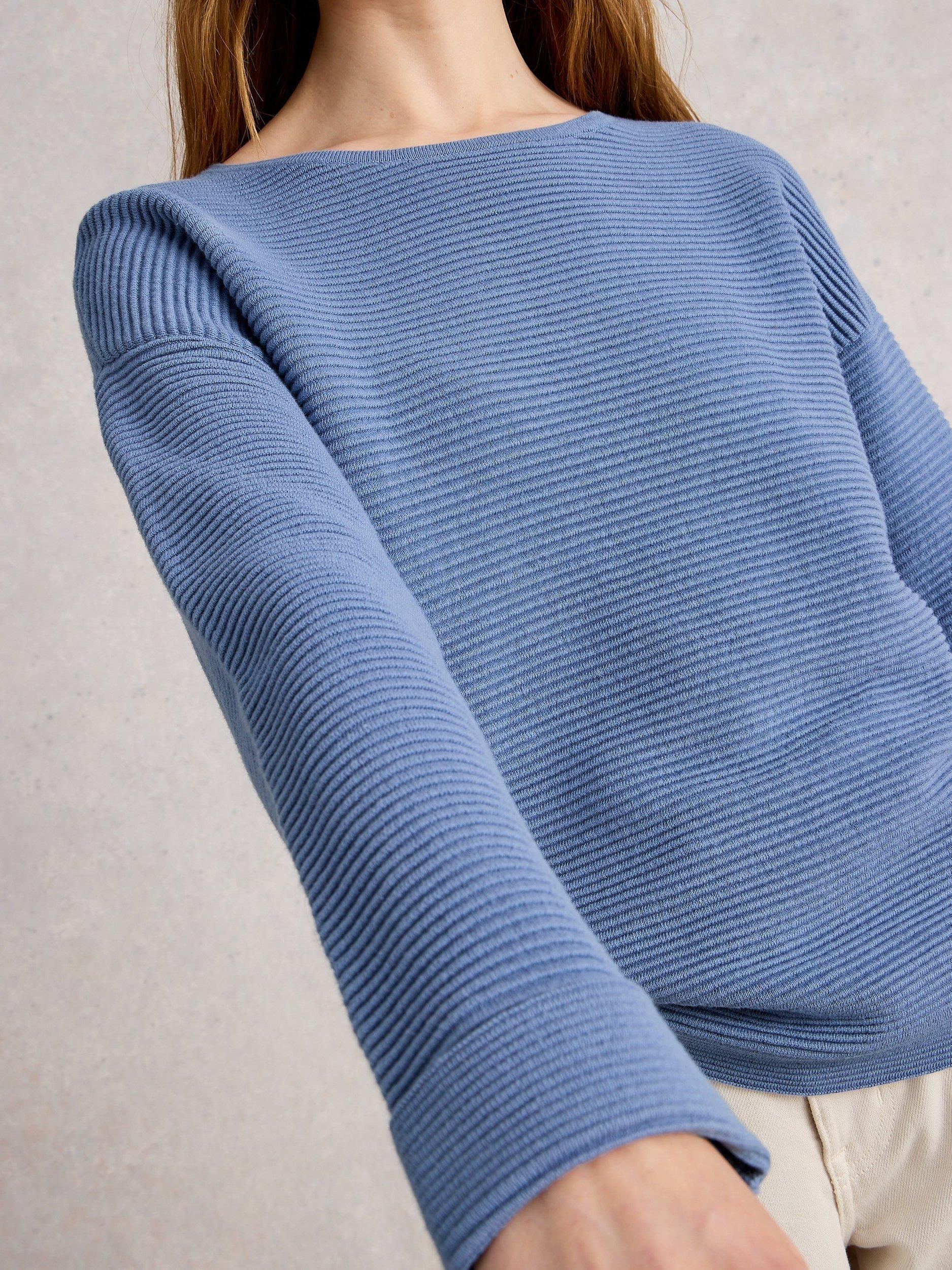 Product image 3 of 6, which shows White Stuff Jana Ribbed Stripe Jumper, Blue, 6