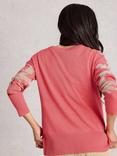 White Stuff Olive Palm Print Jumper, Coral/Multi