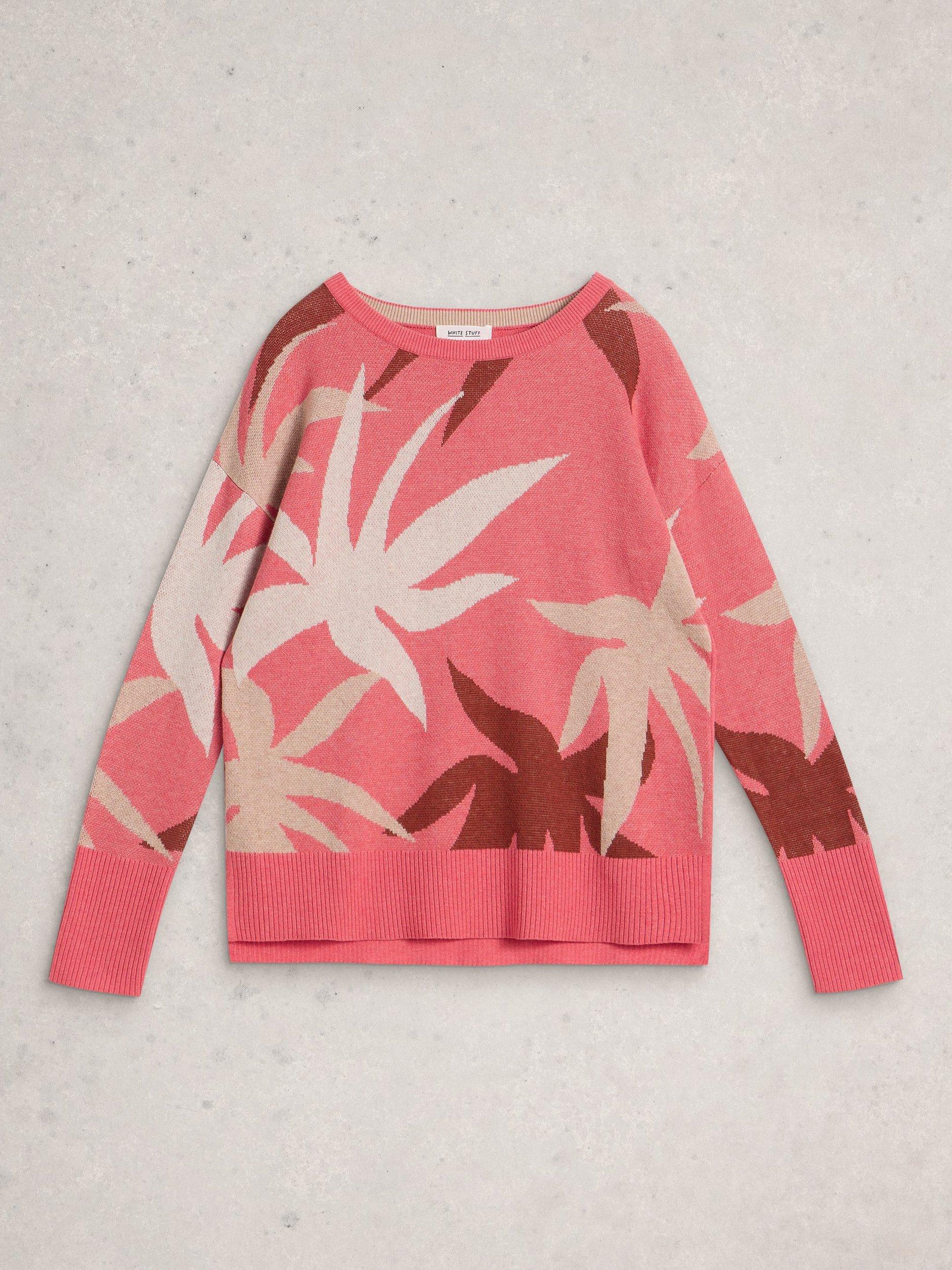 Product image 5 of 6, which shows White Stuff Olive Palm Print Jumper, Coral/Multi, 6