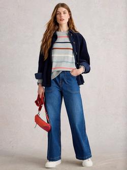 White Stuff Olive Stripe Jumper, Grey/Multi, Grey/Multi