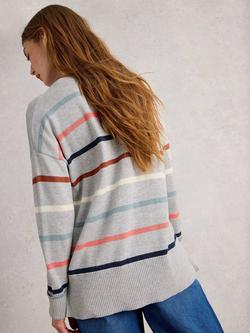 White Stuff Olive Stripe Jumper, Grey/Multi - view 2, Grey/Multi
