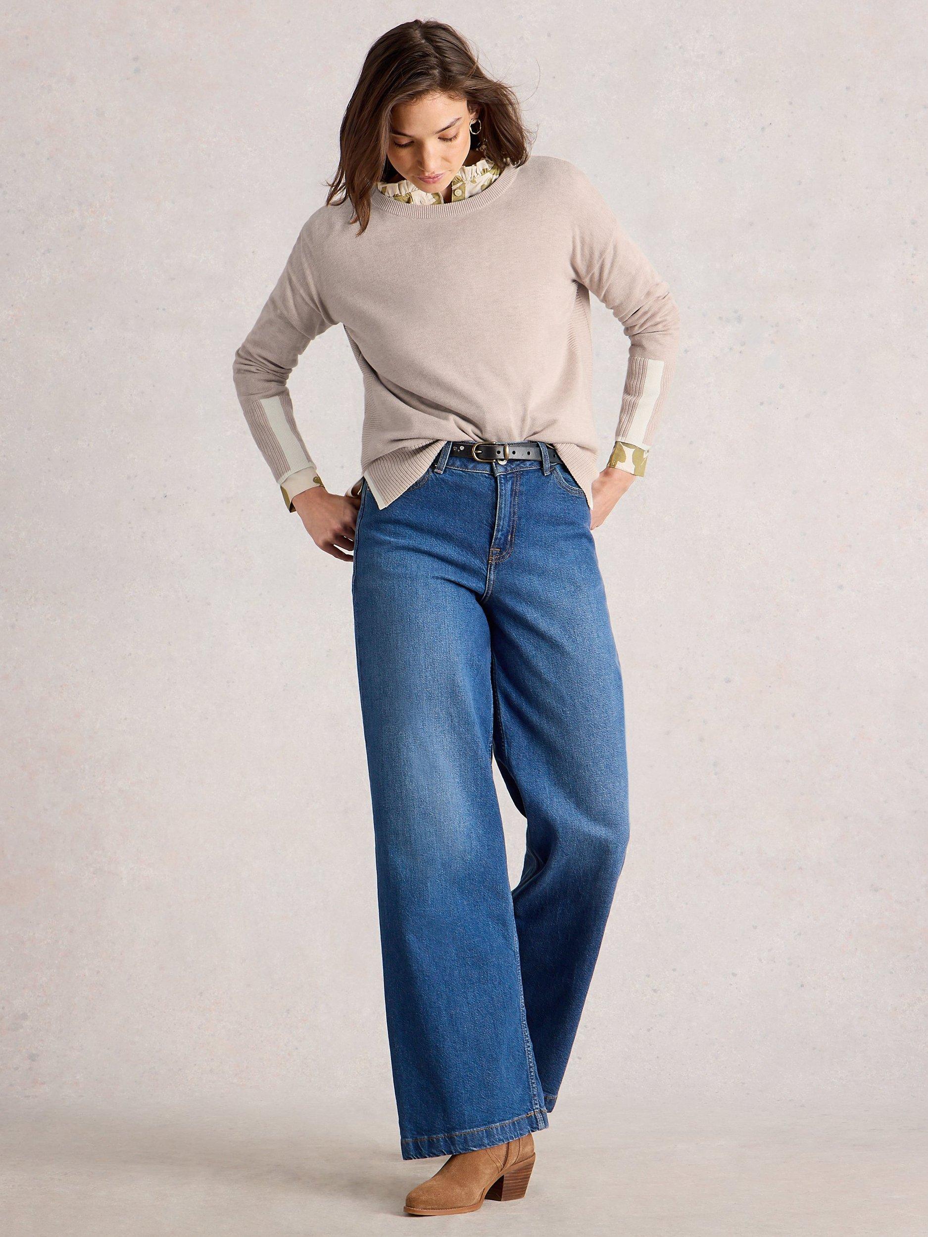 Product image 1 of 6, which shows White Stuff Olive Organic Cotton Blend Round Neck Jumper, Taupe, 6