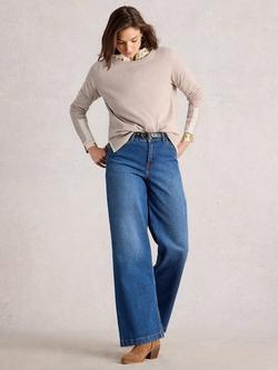 White Stuff Olive Organic Cotton Blend Round Neck Jumper, Taupe