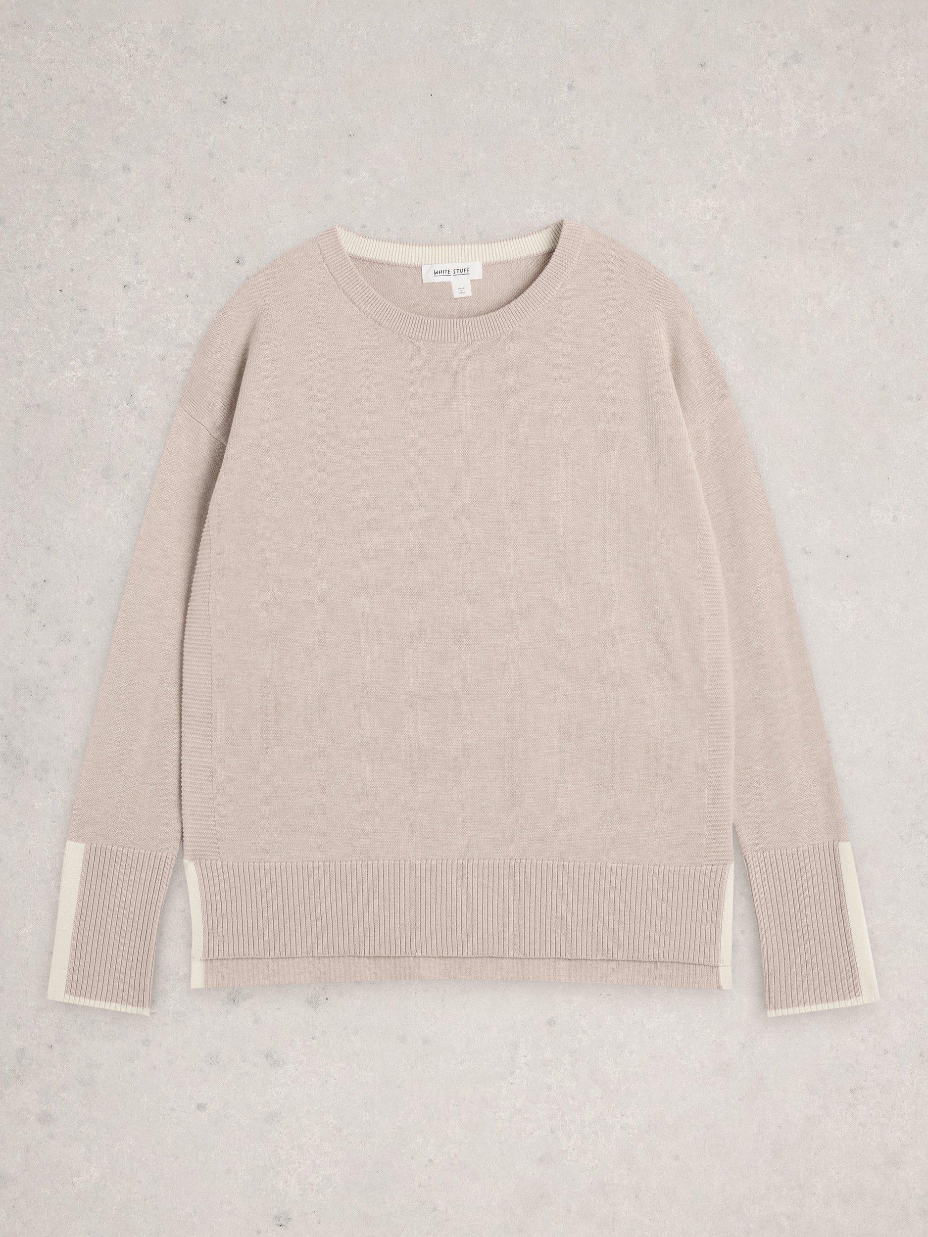 Product image 5 of 6, which shows White Stuff Olive Organic Cotton Blend Round Neck Jumper, Taupe, 6