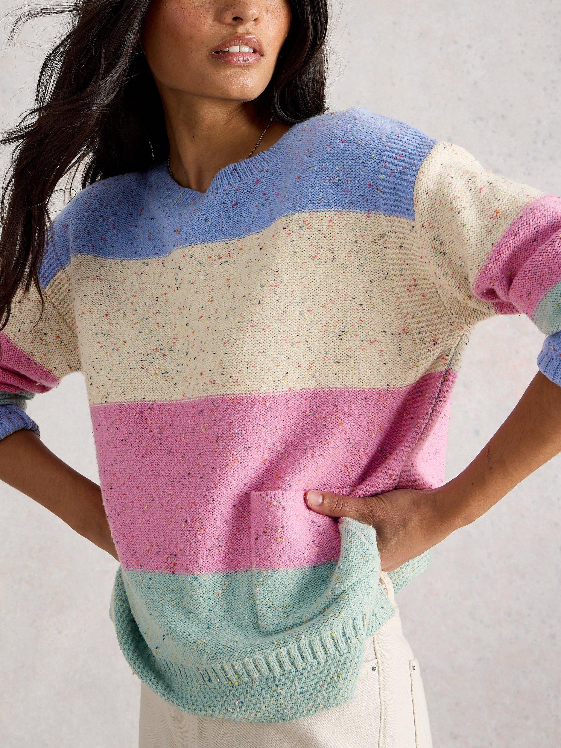 Product image 3 of 6, which shows White Stuff Victoria Block Stripe Jumper, Natural/Multi, 6