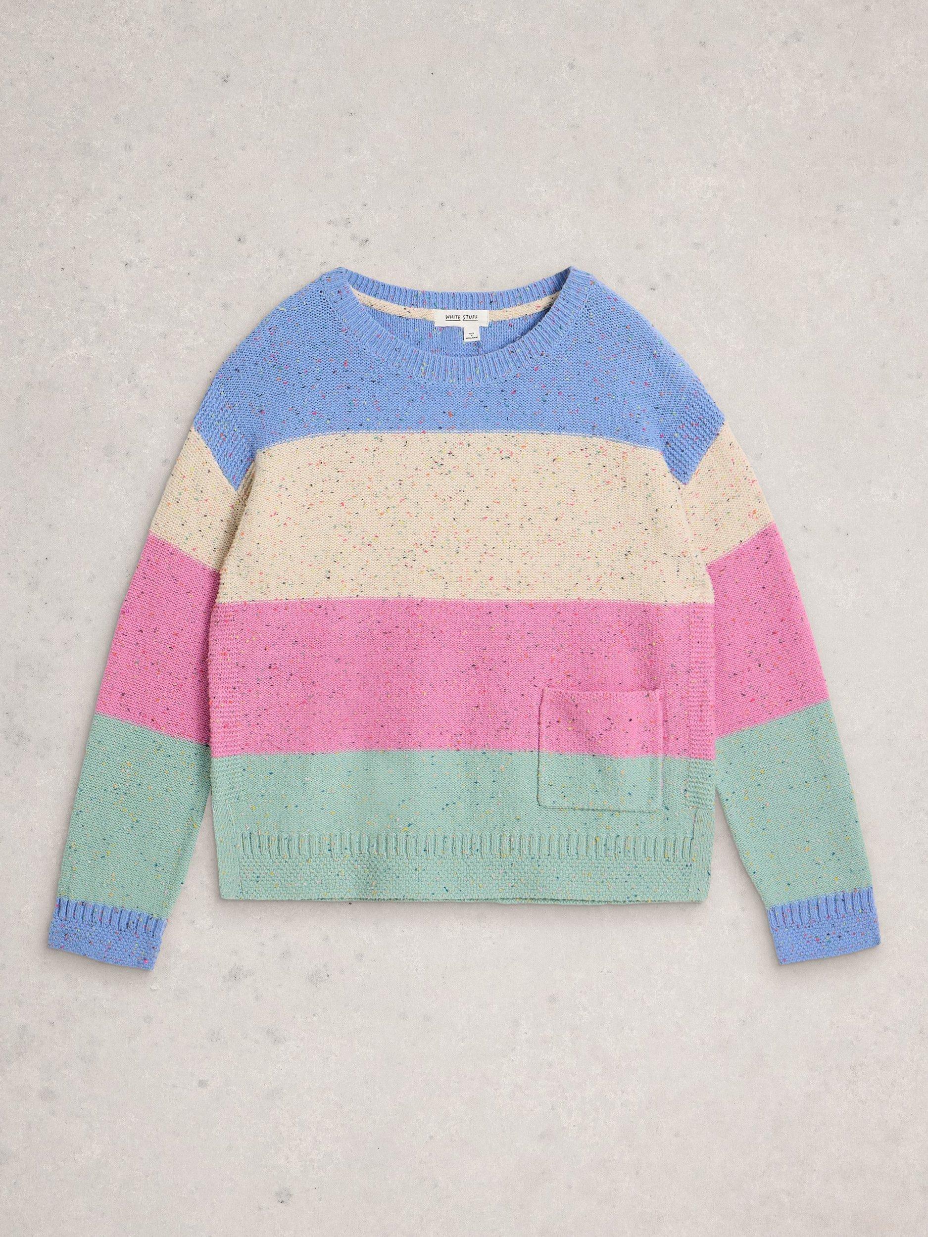 Product image 5 of 6, which shows White Stuff Victoria Block Stripe Jumper, Natural/Multi, 6