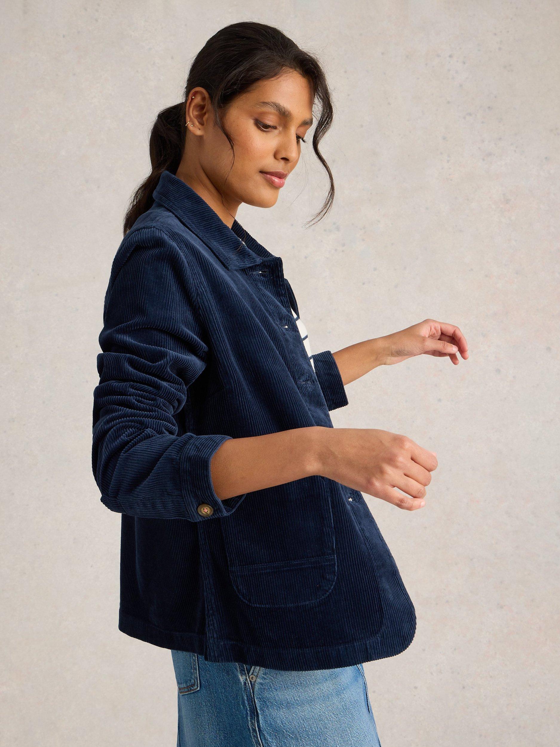 Product image 4 of 6, which shows White Stuff Carrie Corduroy Jacket, Dark Navy, 6