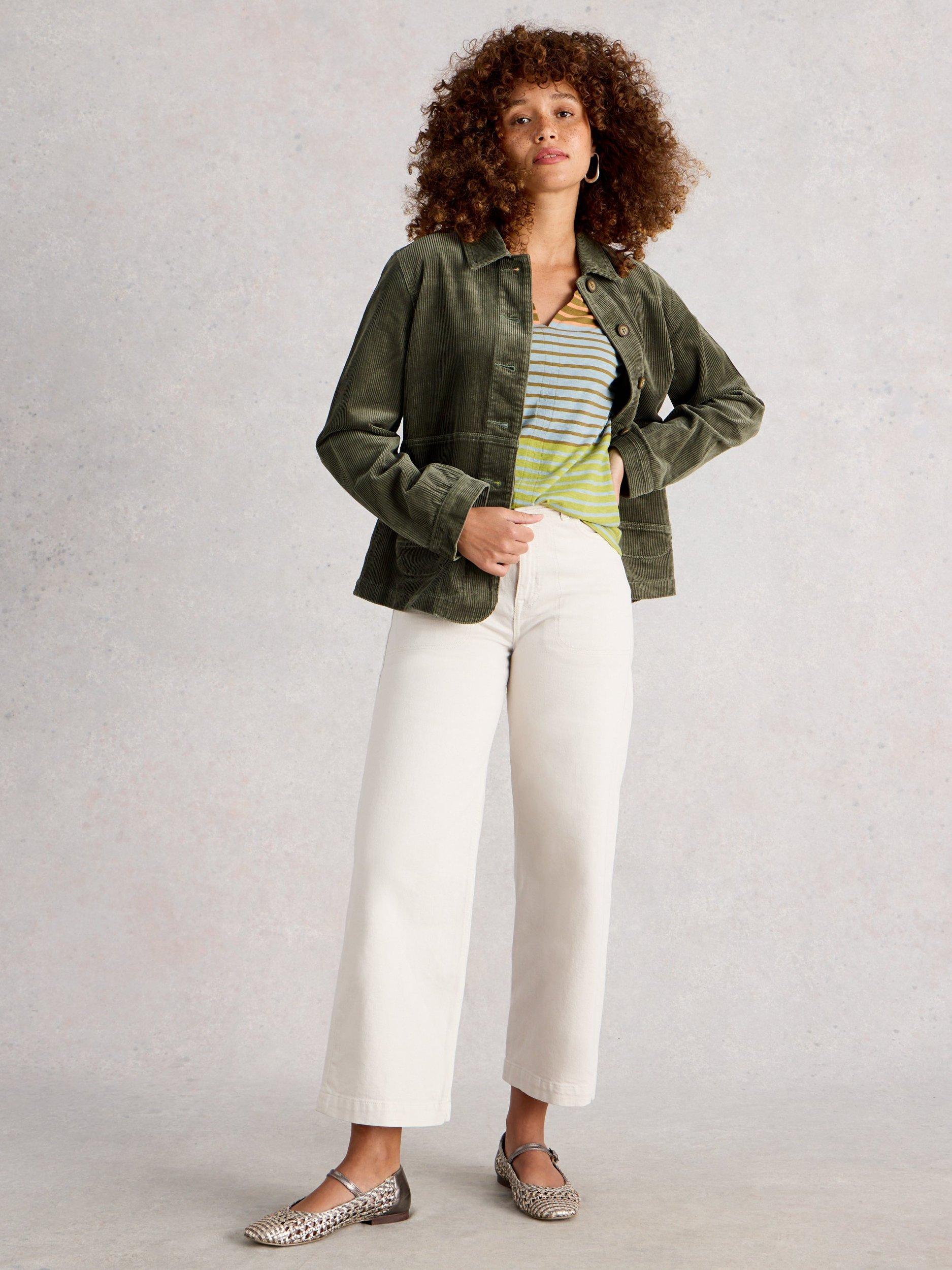 Product image 1 of 6, which shows White Stuff Carrie Corduroy Shacket, Dus Green, 6