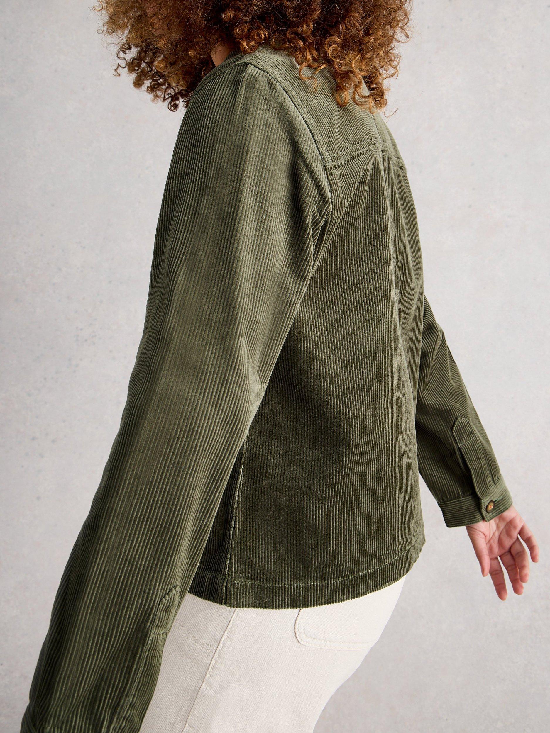 Product image 2 of 6, which shows White Stuff Carrie Corduroy Shacket, Dus Green, 6