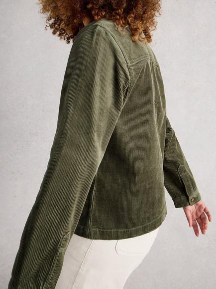 White Stuff Carrie Corduroy Shacket - view 2, Dus Green