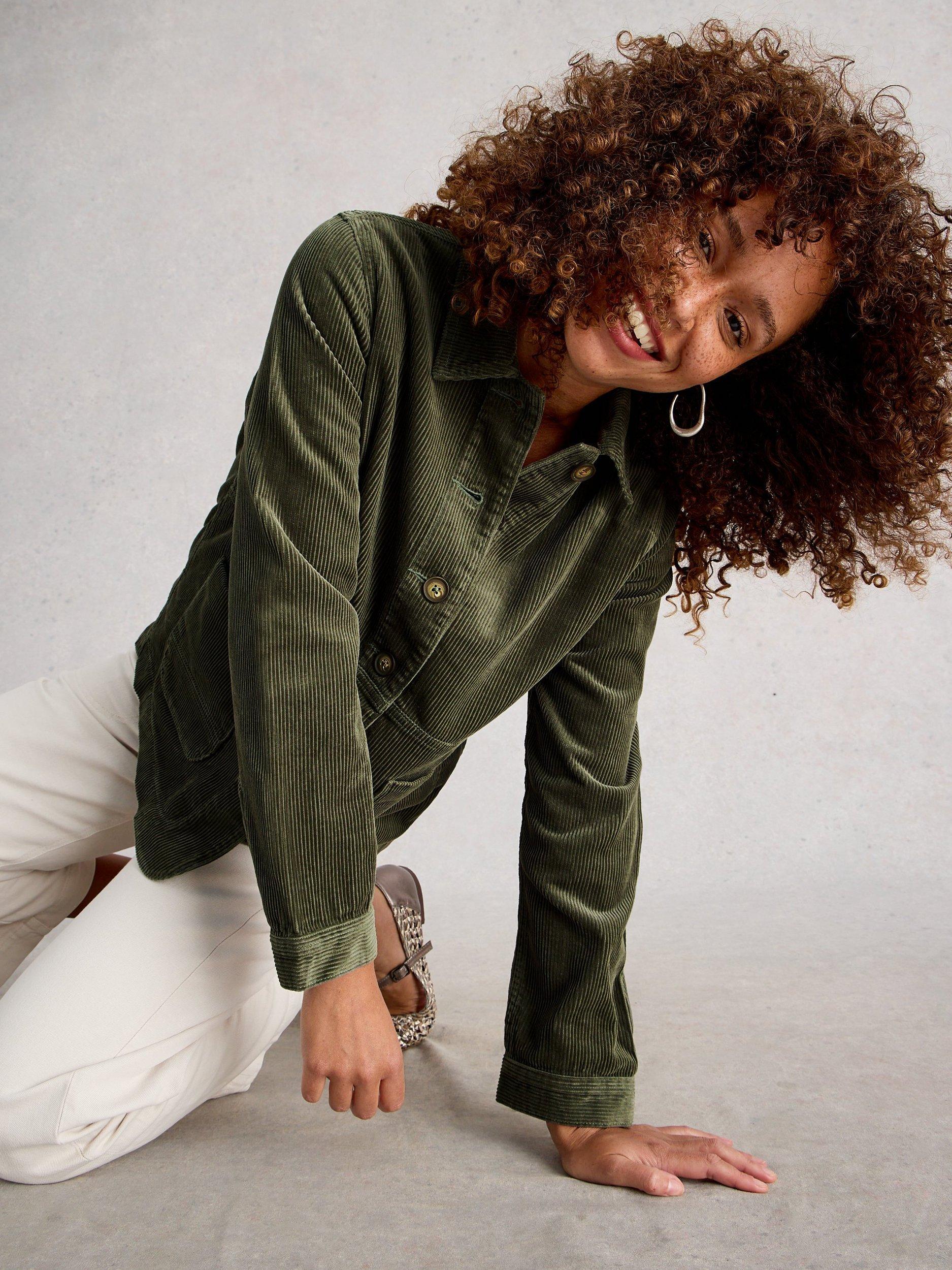 Product image 4 of 6, which shows White Stuff Carrie Corduroy Shacket, Dus Green, 6